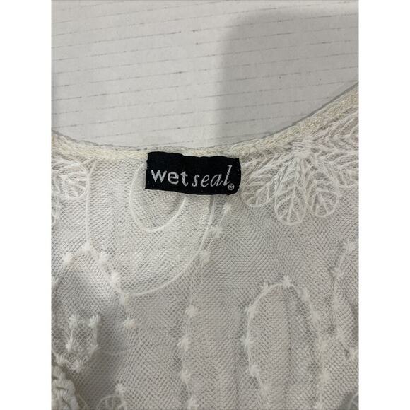 Wet Seal Y2K Lace Flowy Mesh Tank Top Tunic Dress Cover Up Sz M Fairy Whimsy VTG - Picture 5 of 7